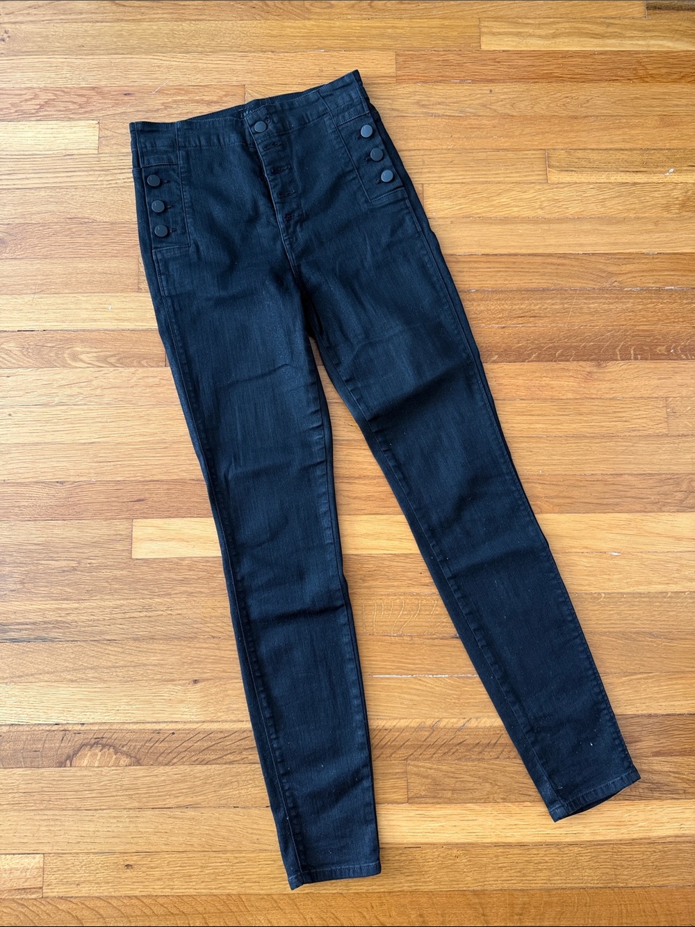 J Brand High-Rise Black Skinny Jeans with Side Button Detail